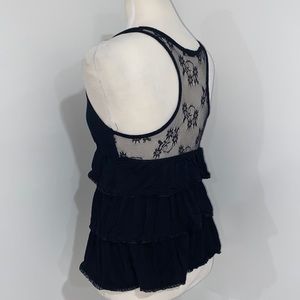 Forever 21 black tiered lace racerback tank top